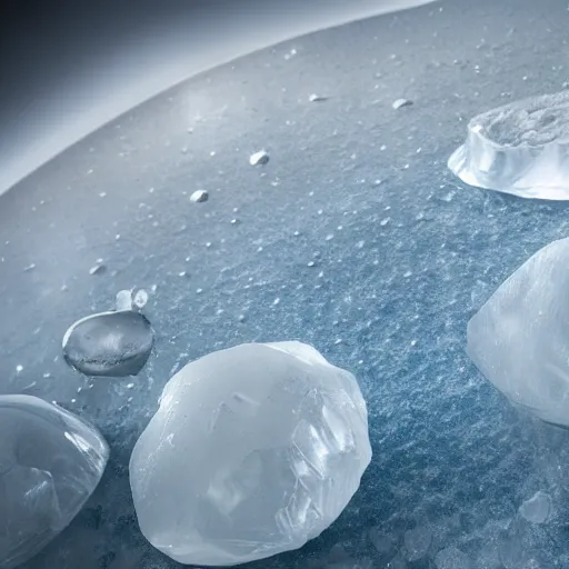 Prompt: a solar system made of ice. Highly detailed. Photography. 8K