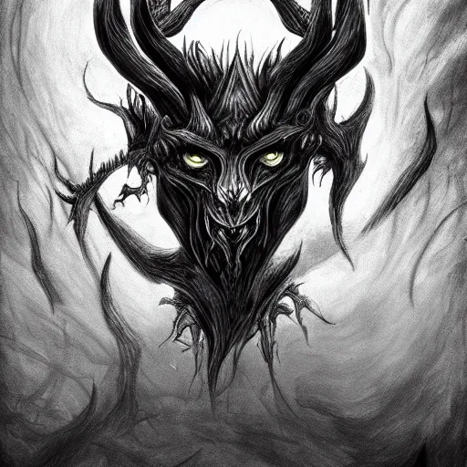 Image similar to full body grayscale drawing by Anato Finnstark of muscled horned humanoid beast, swirling flames