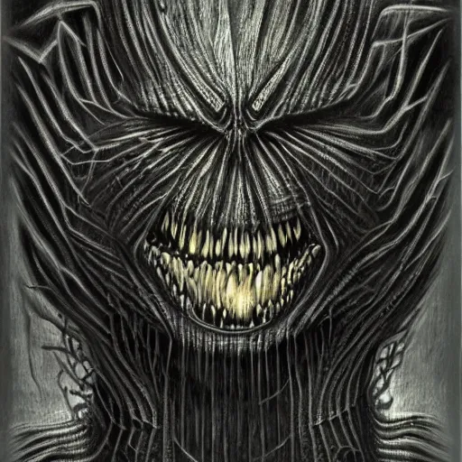 Prompt: spider monster, dark by H.R. Giger