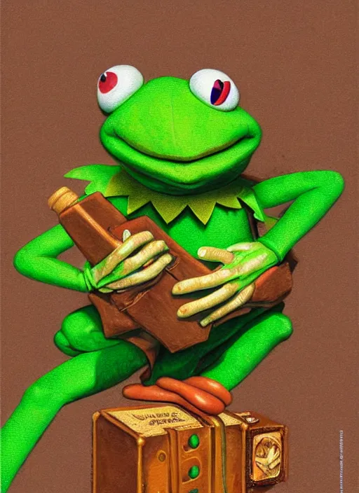 Prompt: portrait of Kermit the frog in Super Mario Bros (1993), highly detailed, centered, solid color background, digital painting, artstation, concept art, smooth, sharp focus, illustration, artgerm, donato giancola, Joseph Christian Leyendecker, Les Edwards, Ed Repka, WLOP, Artgerm