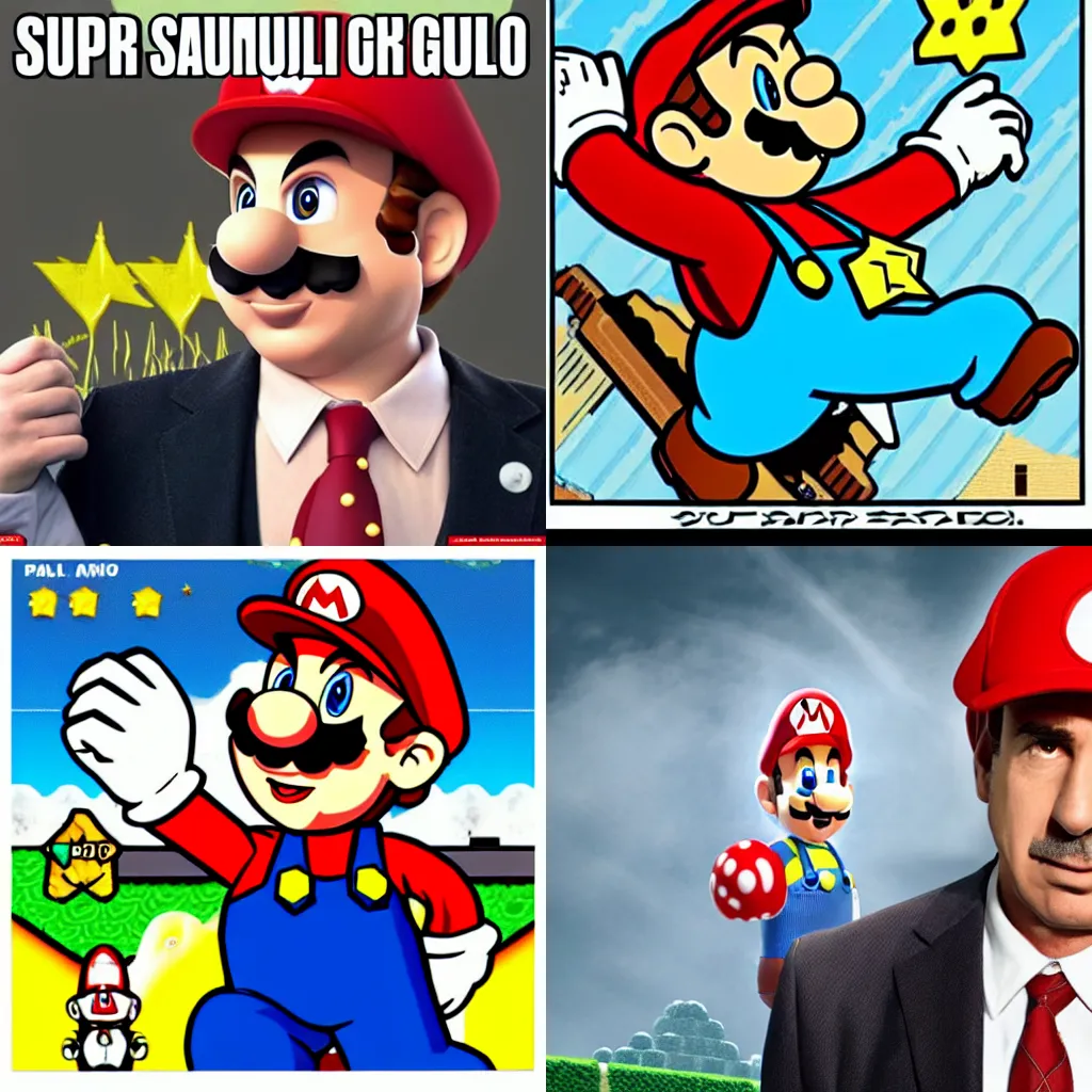 Prompt: Super Mario as Saul Goodman