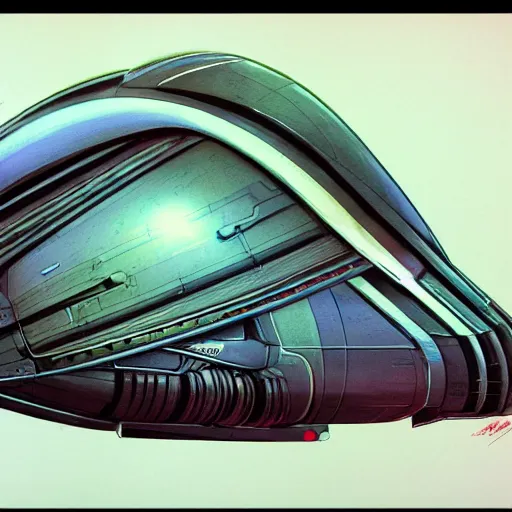 Prompt: coloured pencil of alien spaceship scifi tech hardsurface shape form exploration, big medium small, artstation, colored marker, paper collage, syd mead, hr giger, concept art