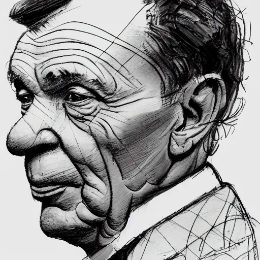 Image similar to a realistic yet scraggly portrait sketch of the side profile of a stern and sophisticated frank sinatra, trending on artstation, intricate details, in the style of frank auerbach, in the style of sergio aragones, in the style of martin ansin, in the style of david aja, in the style of mattias adolfsson