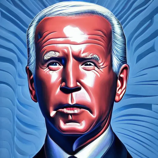 Image similar to vaporwave joe biden art deco portrait, an ultrafine detailed painting by rafal olbinski, thomas cole, behance contest winner, pop surrealism, detailed painting, very detailed, minimalist, skeuomorphic, airbrush art