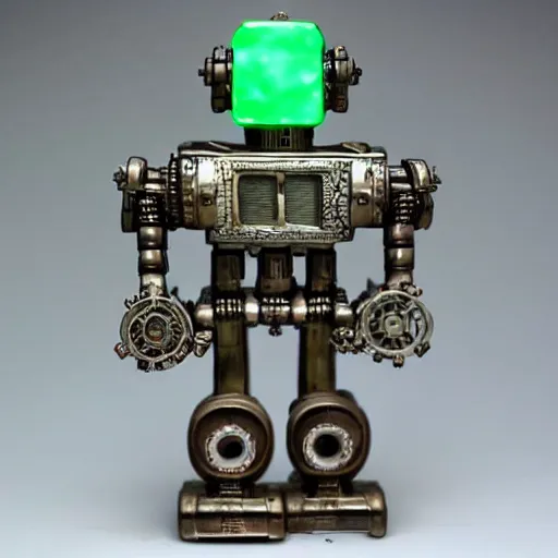 Image similar to steampunk robot, Korean jade carving