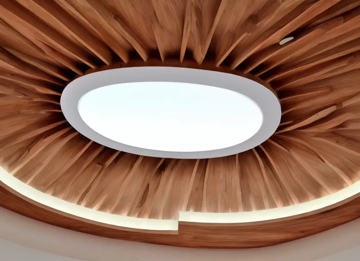 Prompt: white wood curved bridged ceiling