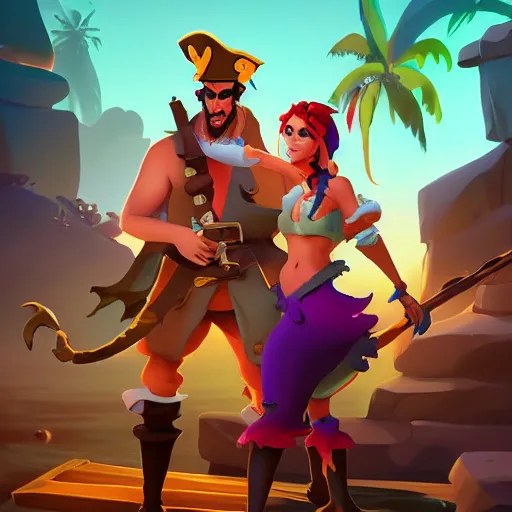 Image similar to jack the pirate and mermaid on sea of thieves game avatar hero, behance hd by jesper ejsing, by rhads, makoto shinkai and lois van baarle, ilya kuvshinov, rossdraws global illumination