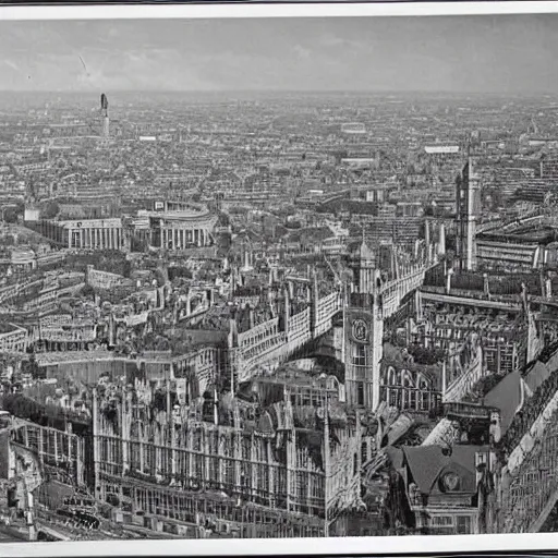 Image similar to old black and white photo of london, highly detailed