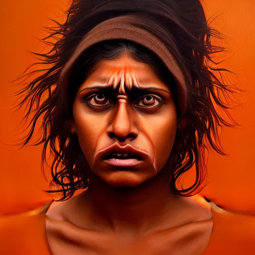 Image similar to a painting of a brown woman terrified of three brown men, hyperrealistic faces, detailed digital art, aesthetic!, trending on artstation,