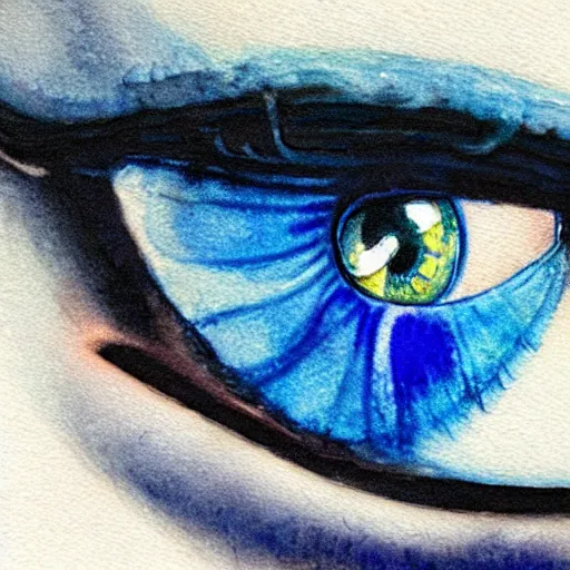 Image similar to close - up of an eye, blue iris, watercolor art, drew struzan illustration art, key art, portrait