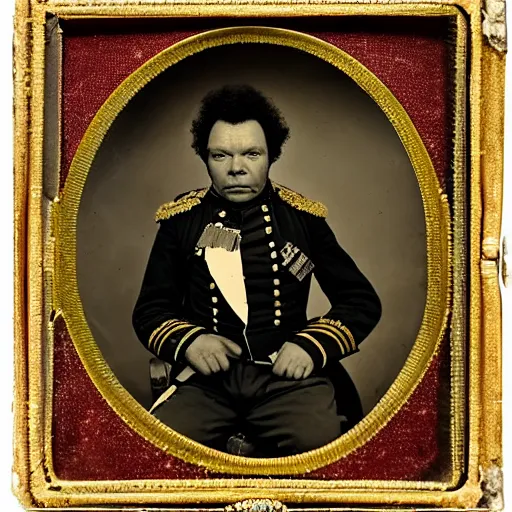 Image similar to A daguerreotype of Craig Charles dressed in 19th century military uniform, regal, refined, highly detailed