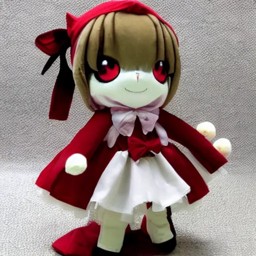 Prompt: cute fumo plush of the dangerous dame who plays with fire, anime girl