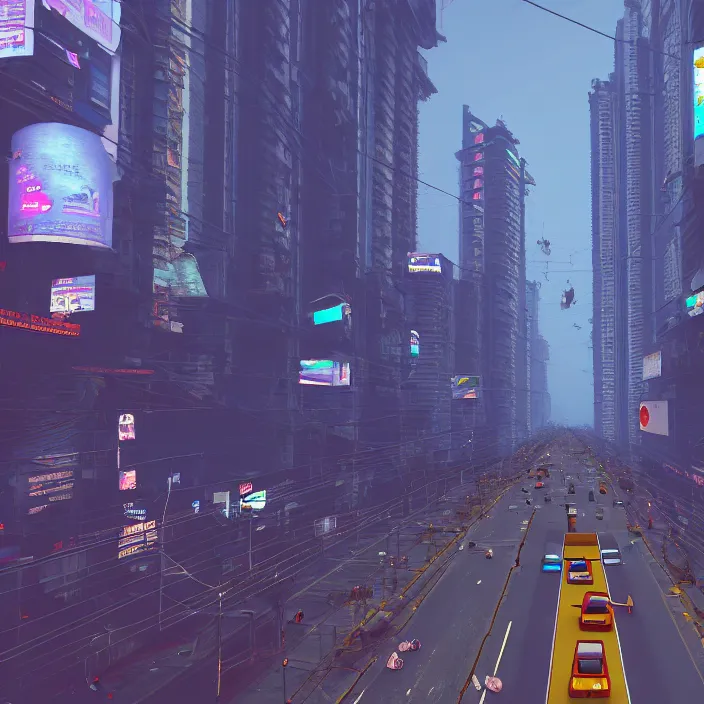 Image similar to clean streets of mumbai in 2 0 7 0, cyberpunk, futuristic, high fidelity, uncompressed png