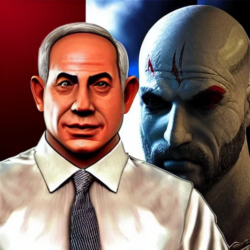 Image similar to benjamin netanyahu!!!!!! as kratos from god of war