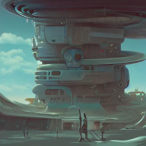 Image similar to a martian colony, digital painting by peter mohrbacher, moebius, daniel taylor, darius puia, and studio ghibli, sci fi, toon shading