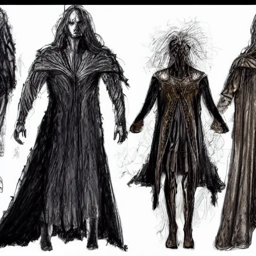 Image similar to costume sketches by Julie Taymor for The Lord of the Rings musical on broadway extremely detailed concept art