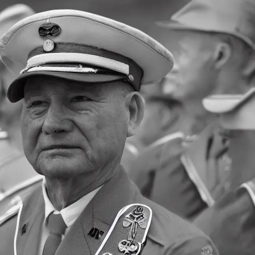 Image similar to water white as military general, 1 9 4 5, sharp focus, hyper realistic, sony 5 0 mm lens