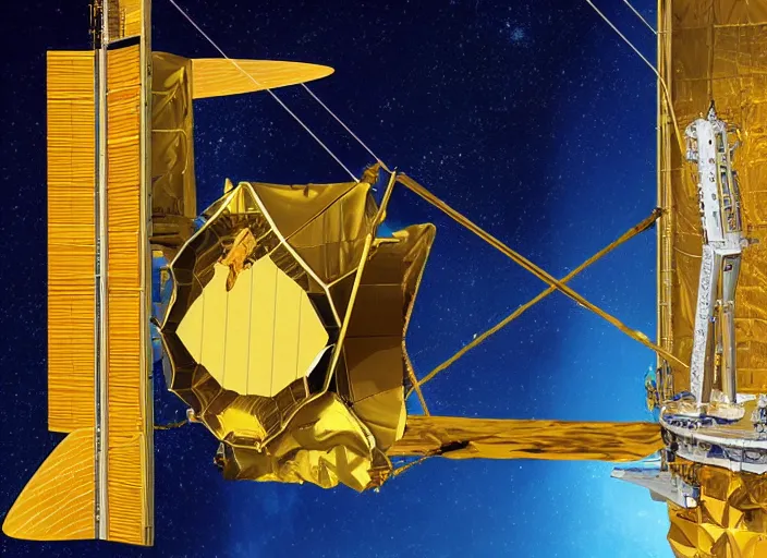 Image similar to the james webb space telescope as illustrated by leonardo da vinci