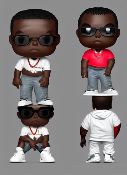 Image similar to full body 3 d render of notorious big as a funko pop, studio lighting, white background, blender, trending on artstation, 8 k, highly detailed