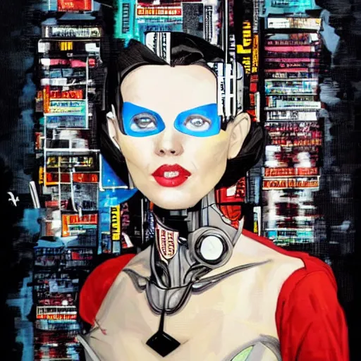 Image similar to a portrait of a beautiful woman as a robot, by marvel comics and Sandra Chevrier