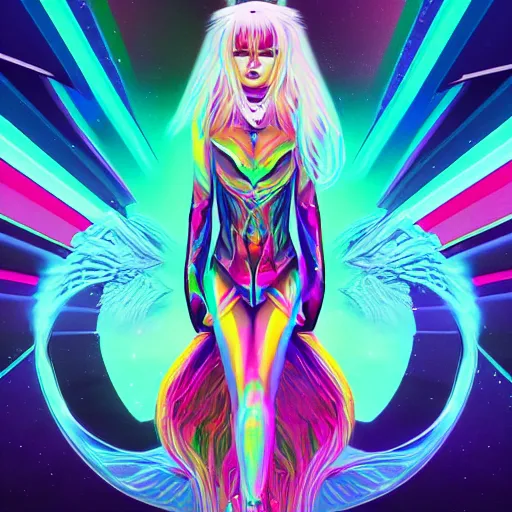 Prompt: cinemati, epic, kim petras psychedelic album cover, out of this world, interdimensional, artstation, cgsociety