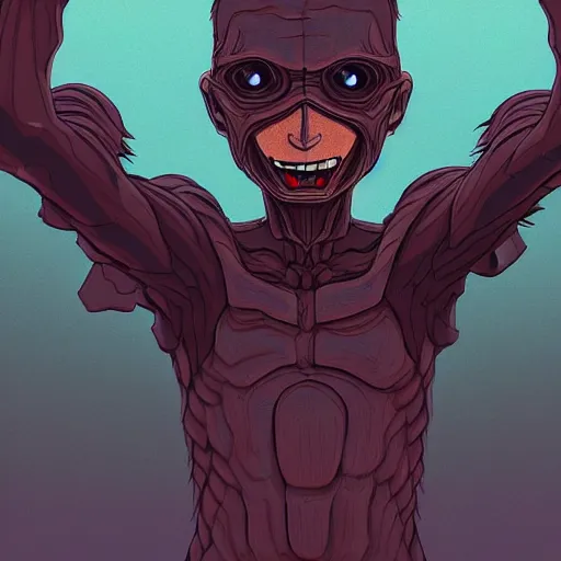 Image similar to a dark humanoid, hyper detailed, in the style of studio ghibli and and studio ghibli and studio ghibli, selfie