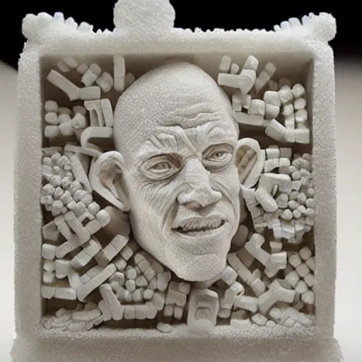 Image similar to hyper detailed sculpture out of carved sugar cubes,