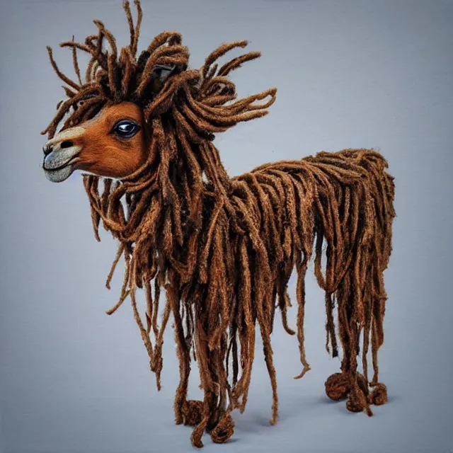 Prompt: llama with dreadlocks, by mandy jurgens, el anatsui, james jean