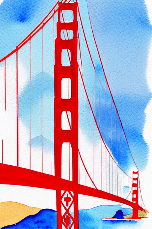 Image similar to minimalist watercolor art of golden gate bridge, illustration, vector art