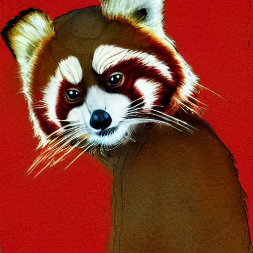 Prompt: a red panda priest, detailed, digital art, water color