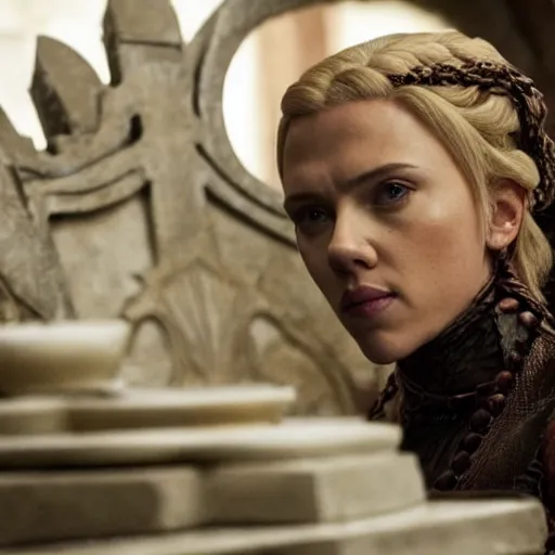 Prompt: a still of Scarlett Johansson in Game of Thrones (2011)