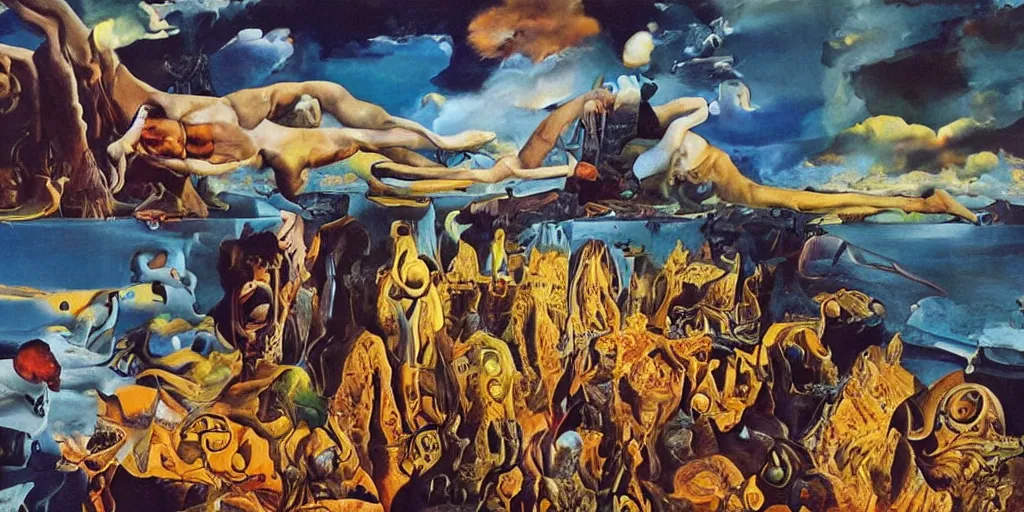 Image similar to the world between death and life, surrealistic detailed painting, by damien gilley and salvador dali