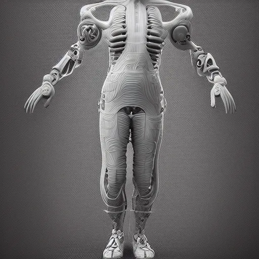Prompt: zbrush future cyborg 3d art Jonathan zawada plasure model by noisia, former, android human art deep grey