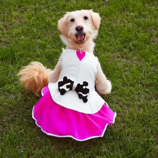 Prompt: a dog wearing a dress