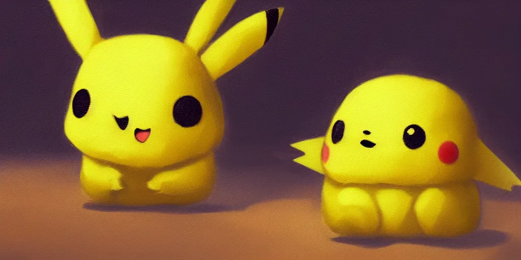 Image similar to onigiri that looks like pikachu, cinematic lighting, detailed oil painting, 8k
