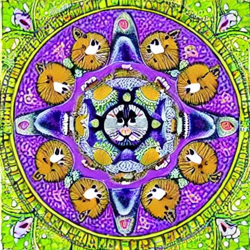 Image similar to A mandala of cats!