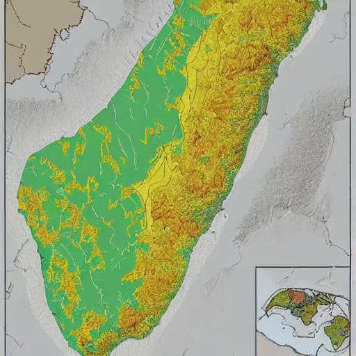 Prompt: geological map of sweden, in relief