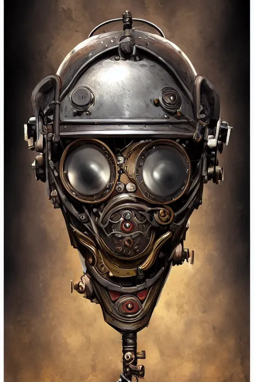 Image similar to steampunk helmet fantasy art mask robot ninja stylized digital illustration sharp focus, elegant intricate digital painting artstation concept art global illumination ray tracing advanced technology chaykin howard and campionpascale and cooke darwyn and davis jack