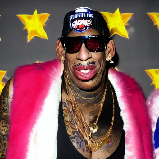 Image similar to dennis rodman in an intergalactic party