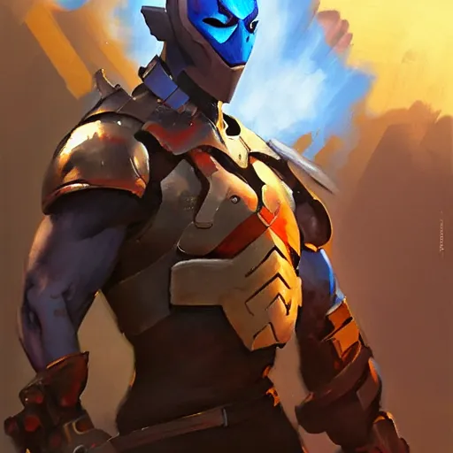 Image similar to greg manchess portrait painting of armored yondu udonta as overwatch character, medium shot, asymmetrical, profile picture, organic painting, sunny day, matte painting, bold shapes, hard edges, street art, trending on artstation, by huang guangjian and gil elvgren and sachin teng