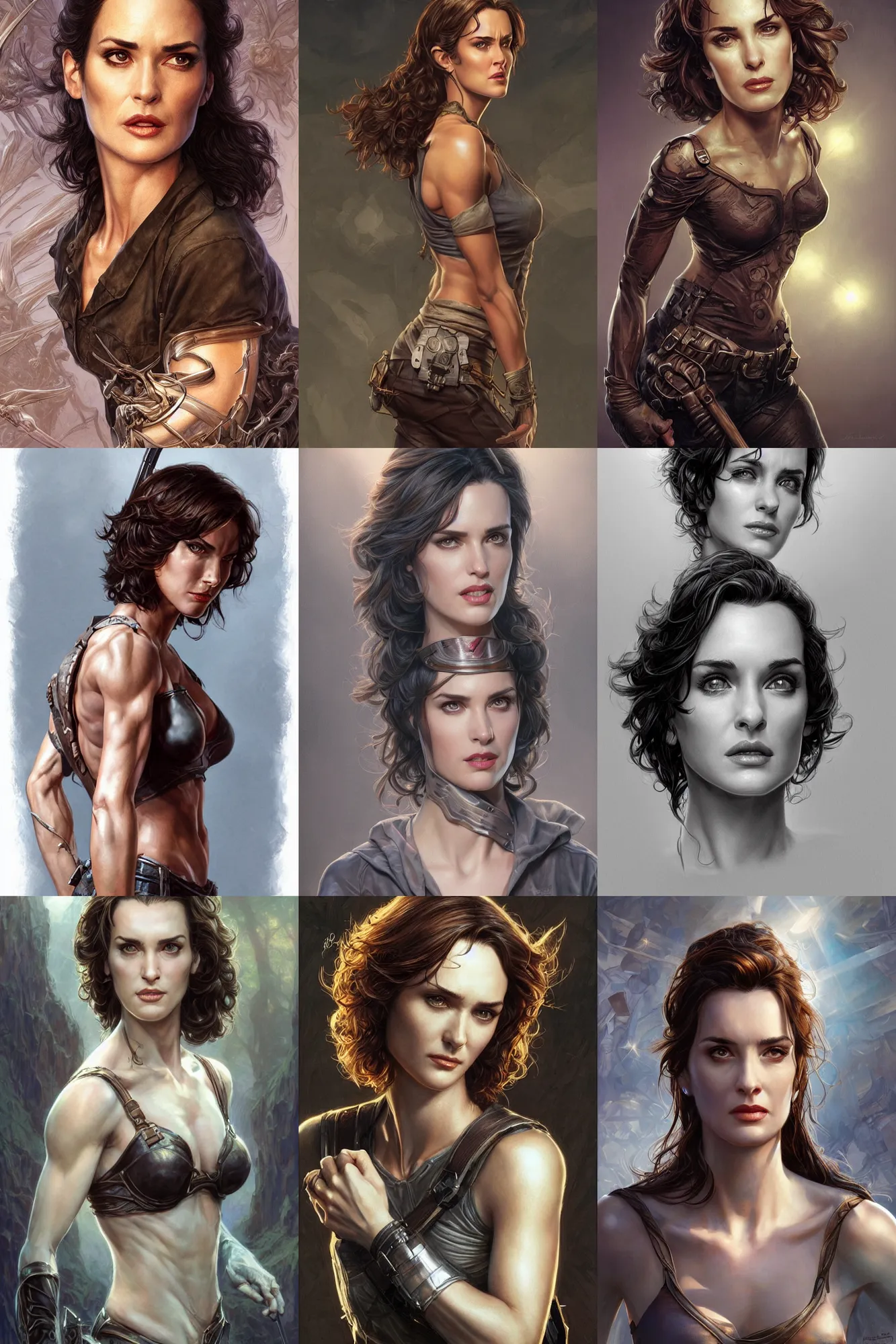 Prompt: muscled Winona Ryder as a ruggedly handsome heroine , backlit, intricate, elegant, highly detailed, centered, digital painting, artstation, concept art, smooth, sharp focus, illustration, art by artgerm and donato giancola and Joseph Christian Leyendecker, Ross Tran, Alex Ross, WLOP