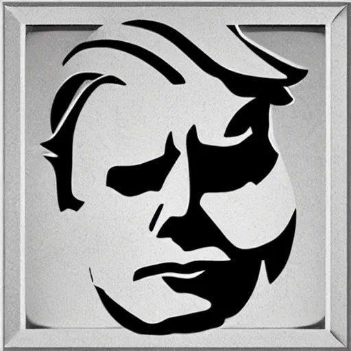 Prompt: a minimalistic icon representing donald trump, designed by herb lubalin