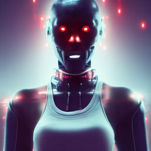 Prompt: portrait of a evil hiphop gangsta robot possessed by demon, expression, unreal engine, by artgerm, wlop and ross thran, dramatic cinematic lighting rendered by octane, 8 k, detailed