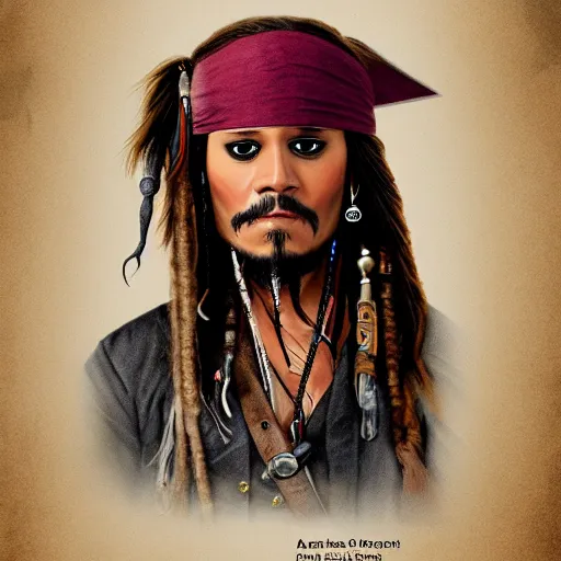 Prompt: Jack Sparrow awkward high school yearbook photo trending on artstation