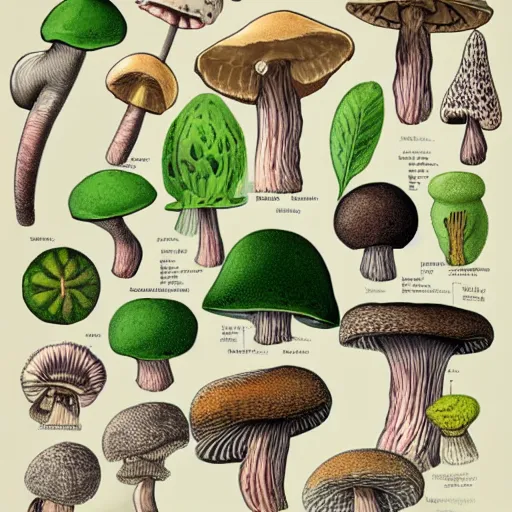 Image similar to scientific illustration page of fungi