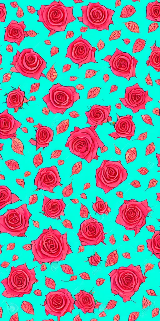 Image similar to seamless pattern of beautiful roses with leaves and throns, colourful, symmetrical, repeating 35mm photography