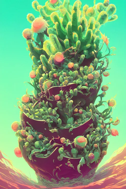 Image similar to roots cactus sushi cristal smurf ghost creature animal sushi cristal very big eye roots cactus elemental flush of force nature micro world fluo fishscale, behance hd by jesper ejsing, by rhads, makoto shinkai and lois van baarle, ilya kuvshinov, rossdraws radiating a glowing aura global illumination ray tracing hdr