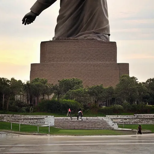 Prompt: the world largest statue professional photograph