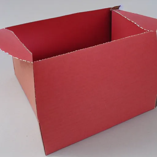 Prompt: a cardboard box red