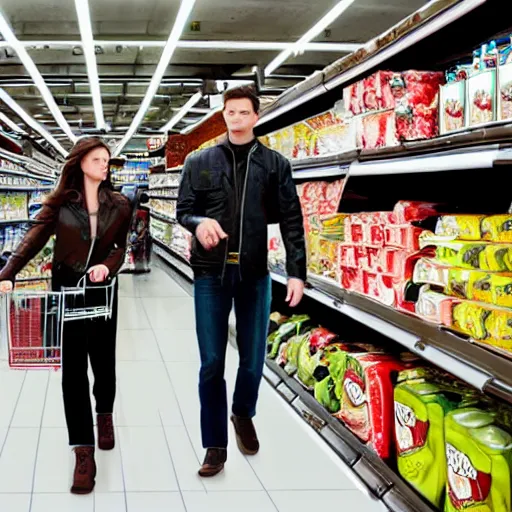 Prompt: t 1 0 0 0 grocery shopping, movie still 4 k